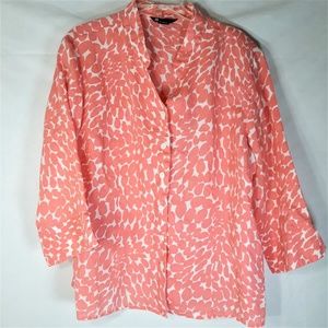 Carole Little Linen 3/4 Sleeve Blouse Size 2X